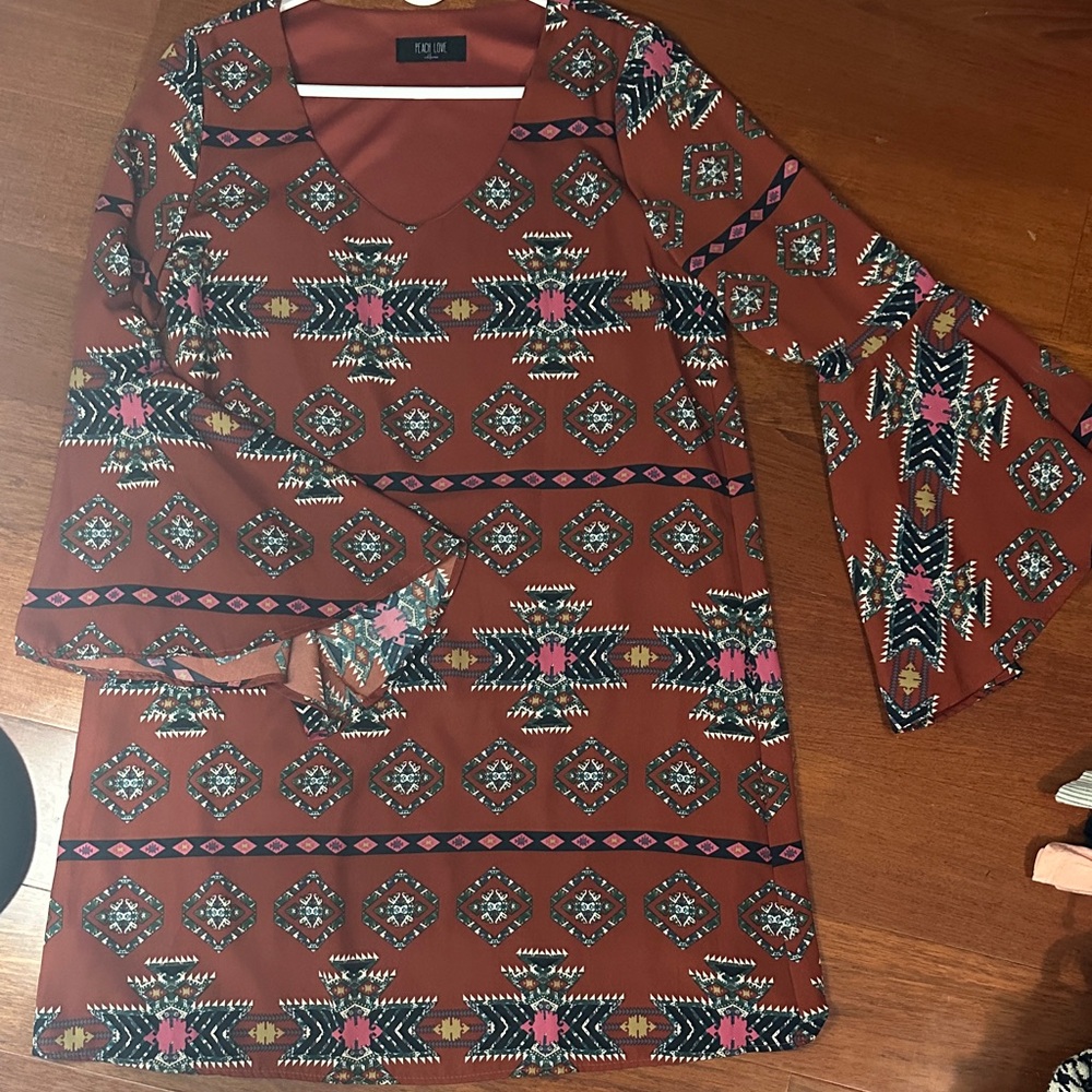 Brand New Aztec Print Long Sleeve Dress, size Medium